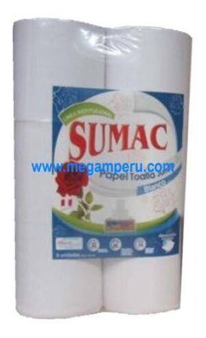 Papel Toalla Jumbo Sumac Liso 180 mts Pqt x 6 Rollos