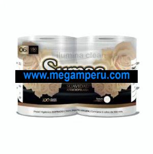 Papel Higienico Sumac Paramonga Blanco 550 mts pqt x 6 Rollos